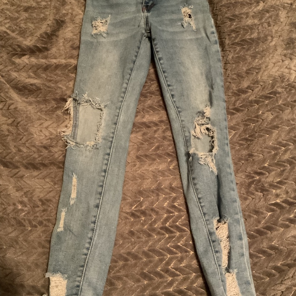 Juniors WAX “BUTT, I LOVE YOU” Distressed Blue Denim Jeans size 0